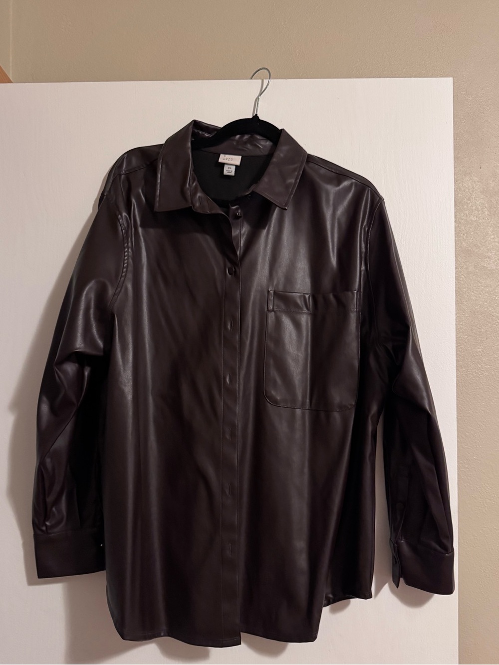 a new day women’s  Faux Leather Shirt Jacket in Dark Brown